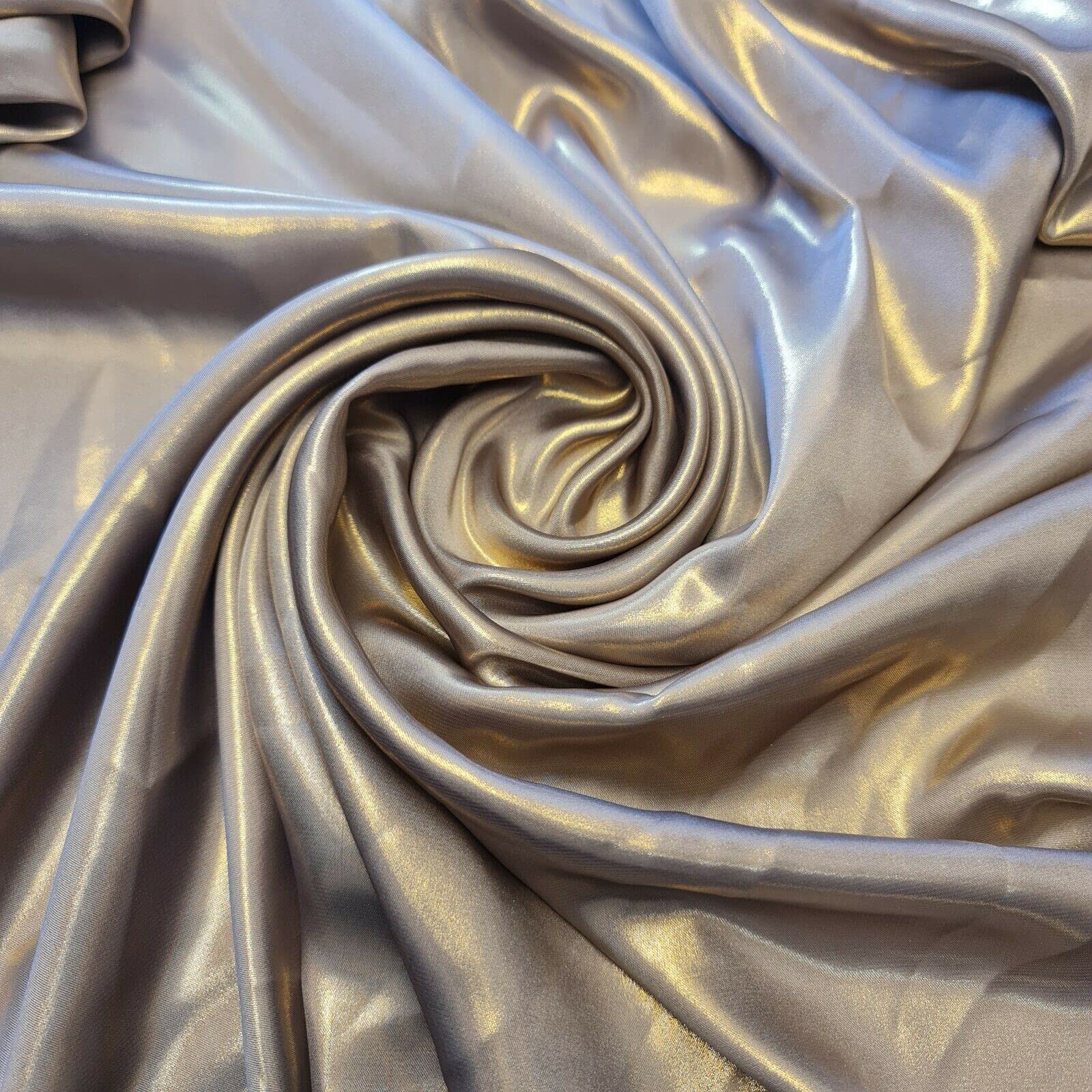 Lightweight Gold Shimmer Polyester Silk Charmeuse Silky Satin Finish, Dressmaking, Bridal, Prom, Décor - Craft Fabric Material 58" - 150 cm Wide Sold in Various Pre - Cut Lengths (Grey)