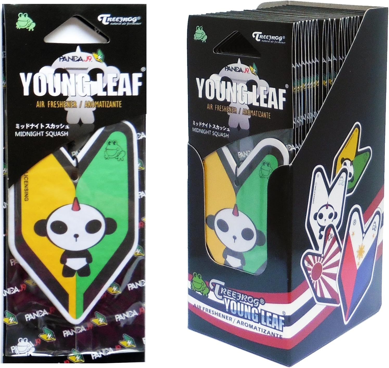 Wakaba Young Leaf YLMS98 Japan Tree Frog Midnight Squash Scents JDM Hanging Air Freshener, 1 Box, 24 Piece