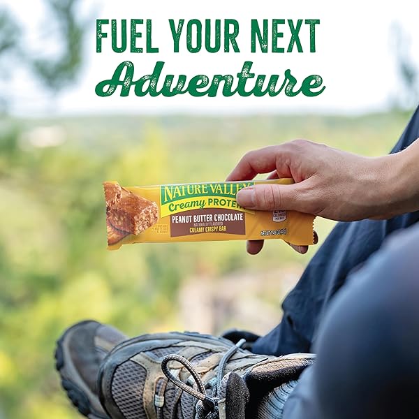 NATURE VALLEY CREAMY PROTEIN BARS, PEANUT BUTTER CHOCOLATE, 10G PROTEIN SNACKS, 5 BARS, 7.45 OZ