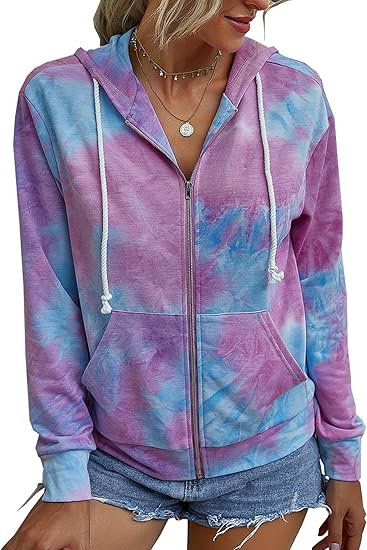 Amazon Theenkoln レディース タイダイ ジップアップ パーカー 長袖 フード付きスウェットシャツ ファッション カジュアル アクティブトップス ポケット付き Us サイズ X Large トレーナー パーカー 通販