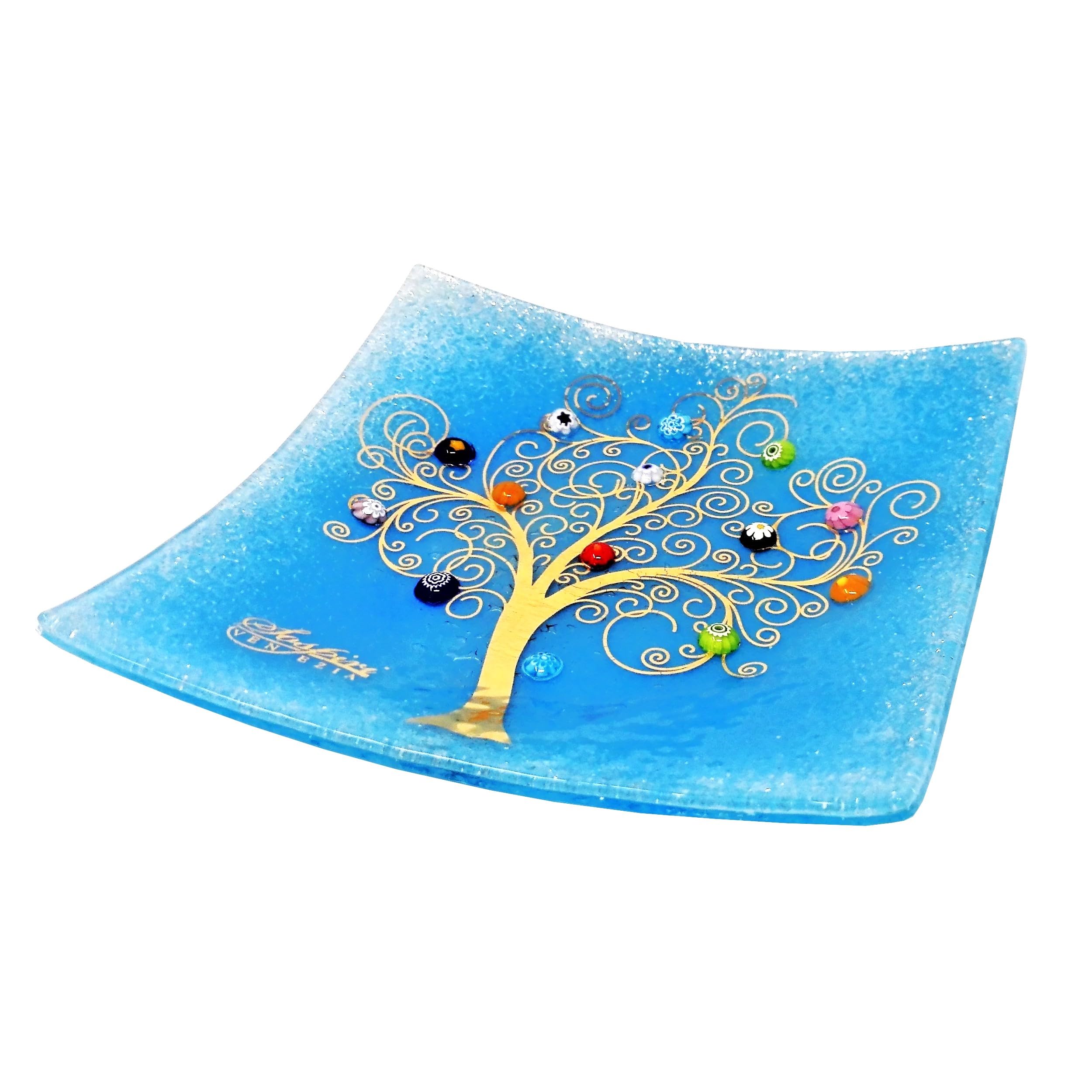 Sospiri Venezia Murano Glass Decorative Dish, Handcrafted Decorative Bowls for Home Decor, Centerpiece Tray, Key Bowl, Gift Decor Tray for Entryway Table, Living Room, Dining Room 7.5"x 7.5"