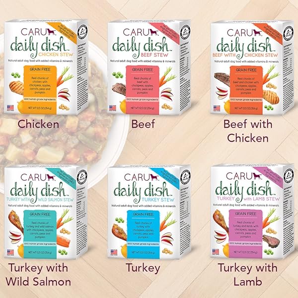 CARU – DAILY DISH CHICKEN STEW, NATURAL ADULT WET DOG FOOD WITH REAL CHUNKS OF CHICKEN, WITH ADDED VITAMINS AND MINERALS, NON-GMO INGREDIENTS (12.5 OZ)