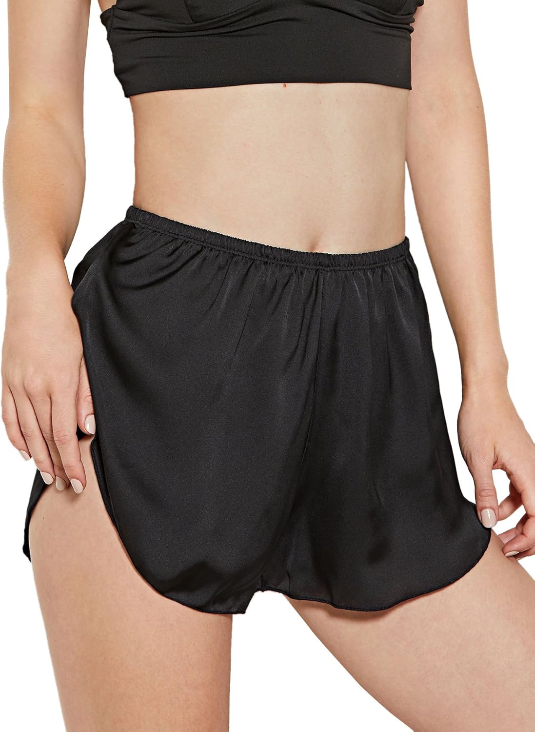 SweatyRocks Women's Satin Pajamas Pant Solid Color Elastic Waist Shorts