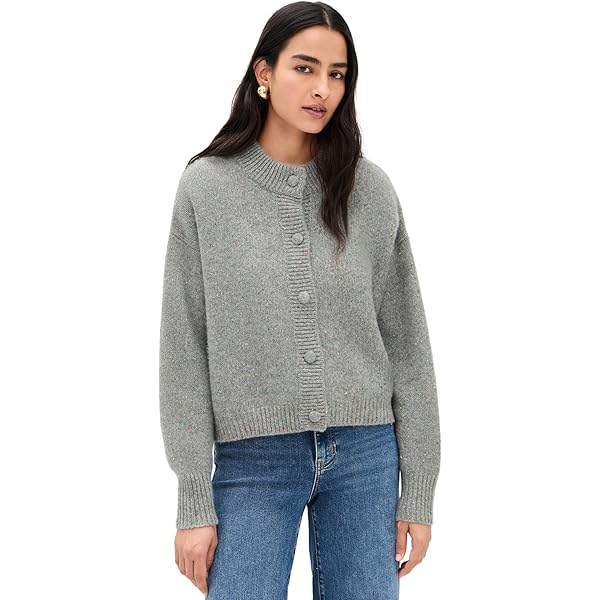 Madewell Women's Shimmer Cable Knit Crop Cardigan, Heather
