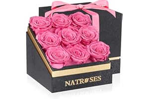 NATROSES Forever Preserved Roses in a Box, 100% Real Roses That Last Up to 3 Years, Flowers for Delivery Prime Birthday, Valentines Day Gifts for Her, Birthday Gifts (Pink)