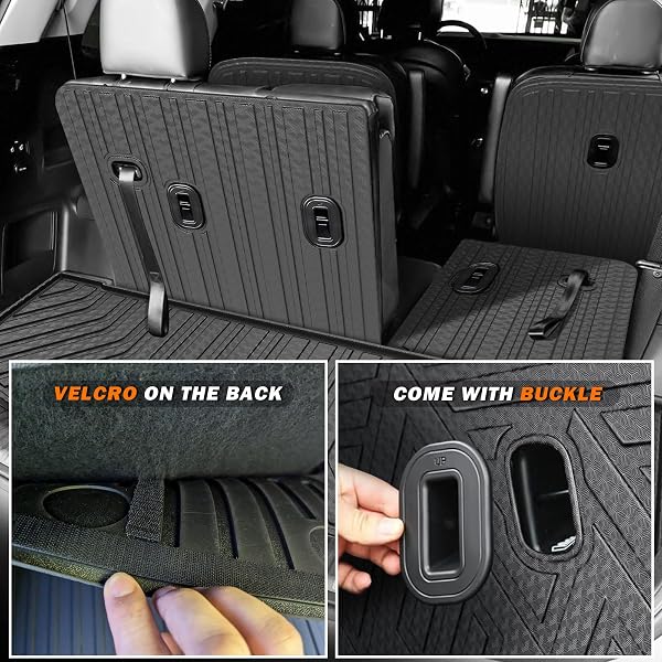 KUST FLOOR MATS SET FOR 2020-2025 KIA TELLURIDE ACCESSORIES (7 SEATS), REAR CARGO TRUNK LINER WITH 2ND/3RD ROW BACKREST KICK MAT ALL WEATHER PROTECTION TPE RUBBER RAISED EDGE, FULL SET OF 9PCS