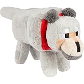 JINX Minecraft Wolf Plush Stuffed Toy, Gray, 15" Long