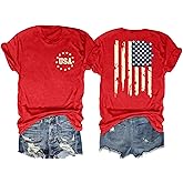 American Flag Shirt Women: Patriotic Shirt USA Flag Stars Stripes Print Short Sleeve T-Shirt 4th of July Tee Tops