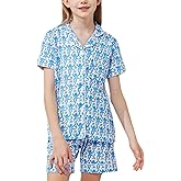 HMPEAIIY Cute Monkey Pajamas Set for Girls, Kids Summer Button Down Matching Y2k Loungewear PJs Christmas Thanksgiving Gift