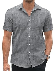 COOFANDY Men's Untucked Shirts Short Sleeve Button