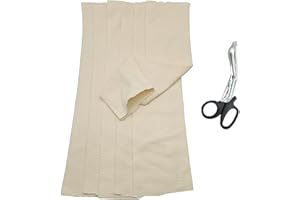 MEDCORE Premium Elastic Tubular Medical Bandage Size J Stockinette, 5 Individual Bandages- 6.9 inches Wide x 16 in Long Plus Medical Scissors - Fits Well for Waist, Trunks, Thigh, Quads