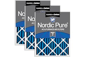Nordic Pure 12x24x2 (11 3/8 x 23 3/8 x 1 3/4) Pleated Air Filters MERV 7 Plus Carbon 3 Pack