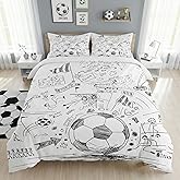 WeCozy Full Size Comforter Set with 2 Pillowcases, Game Painting Ball Cup Soccer Soft 3 Pcs Bedding for Kids and Adults Bedroom Bed Decor