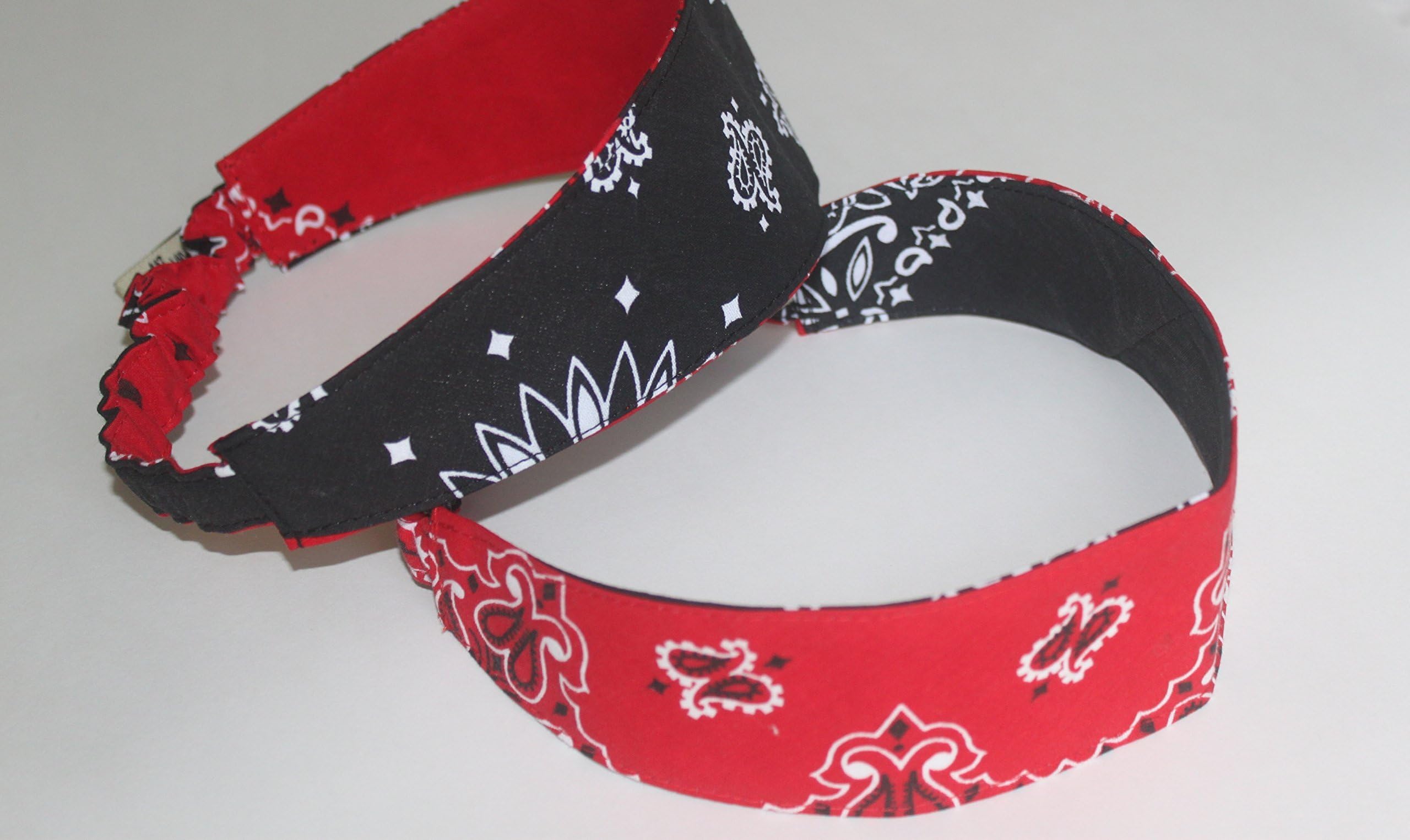 Bandana Headband made with actual Bandanas. Perfect for Northeastern University, Northern Illinois University, Randolph-Macon College, San Diego State, Texas Tech. Reversible Black/Red