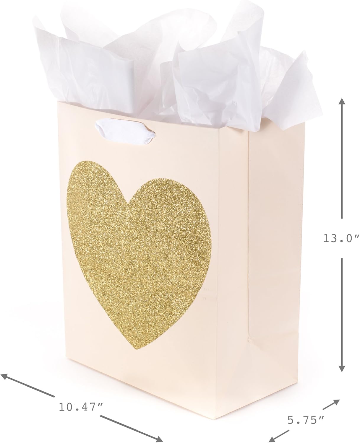 Hallmark 13" Large Gift Bag with Tissue Paper (Gold Glitter Heart) for Birthdays, Bridal Showers, Weddings, Anniversaries, Sweetest Day and More: Kitchen & Dining