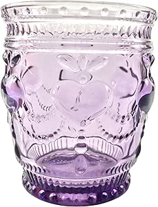 Riimax Classic Old Fashioned Scotch Whiskey Drinking Glasses Embossed 10 OZ (Purple)