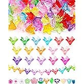 FIVEIZERO 200PCS Acrylic Lily Flower Beads, 16 Colors Trumpet Bell Floral Bead Charms for Bracelets, Necklaces & DIY Jewelry Making Crafts