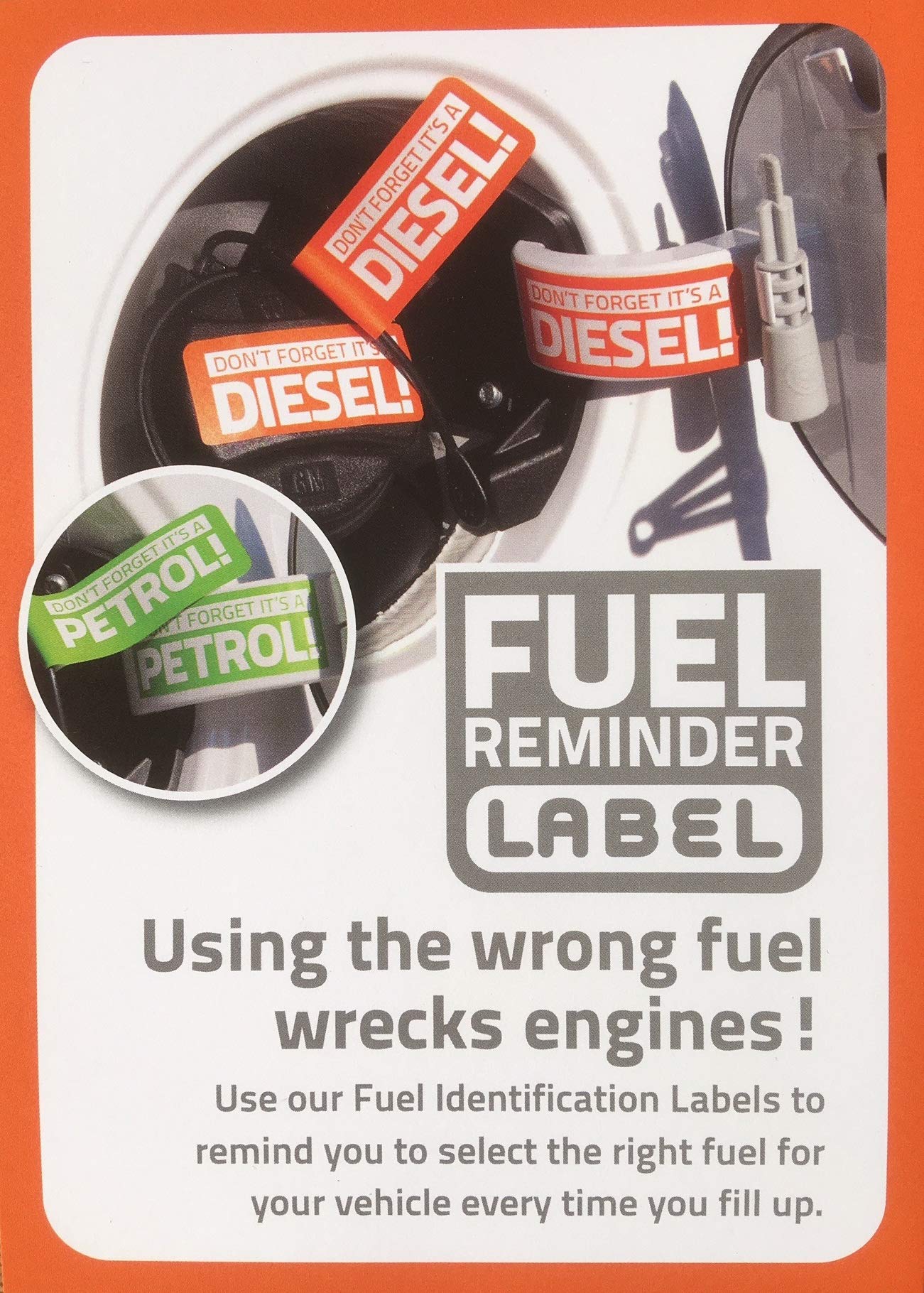 THREE DIESEL ONLY Engine Fuel Reminder Stickers to Label your Car Van Coach Lorry Motorbike Vehicle 28mm x 135mm