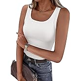 PRETTYGARDEN Tank Tops for Women 2026 Summer Sleeveless Scoop Neck Ribbed Tops Cute Spring Casual Fitted Basic Cami Shirts