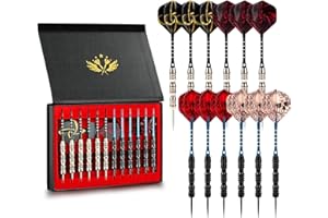 WINSDART ADKX Steel Tip Darts 12 Pack Set with Nonslip Iron Barrel Aluminum Dart Shafts and Flights + Darts Sharpener + an Gift Box