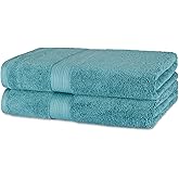 Amazon Basics Fade-Resistant 100% Cotton Bath Towel, 30"x54", Teal Green, 2-Pack