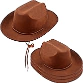 SGBETTER 4 Pack Kids Cowboy Hat Suede Western Cowboy Hat Child Cowgirl Hat for Boys Girls Cowboy Theme Party Costume Accessories Brown