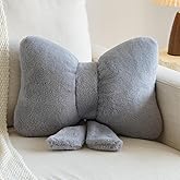 Xuyier Bow Pillows, Bow Shaped Decorative Throw Pillows for Couch Bed, Aesthetic Cute Home Decor Accent Pillows (Grey, Small-12 Inches)