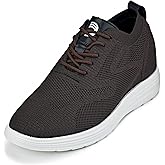 CALTO Men's Invisible Height Increasing Elevator Shoes - Coffee Brown Ultra Light-Weight Lace-up Knitted Sporty Walker - 2.8 Inches Taller - X2635 - Size 13 D(M) US