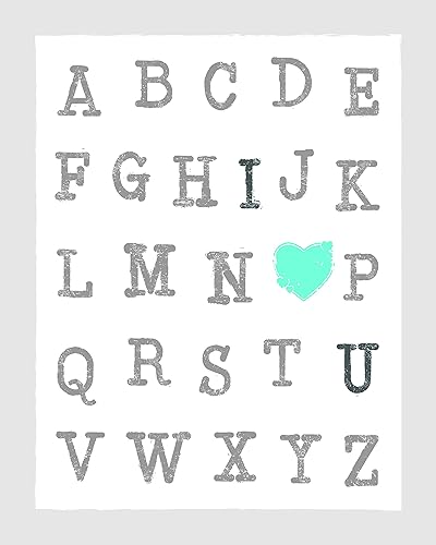 Amazon Com Abc S Of Love Blue 11x14 I Love You Wall Quotes Nursery Quotes Alphabet Letters Words Art Alphabet Wall Art Decor Baby Boy Nursery Decor Wall Art Abc I Heart You Designs