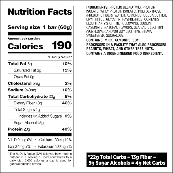 QUEST NUTRITION WHITE CHOCOLATE RASPBERRY PROTEIN BARS, 20G PROTEIN, 1G SUGAR, 5G NET CARB, HIGH FIBER, GLUTEN FREE, KETO FRIENDLY, 4 COUNT