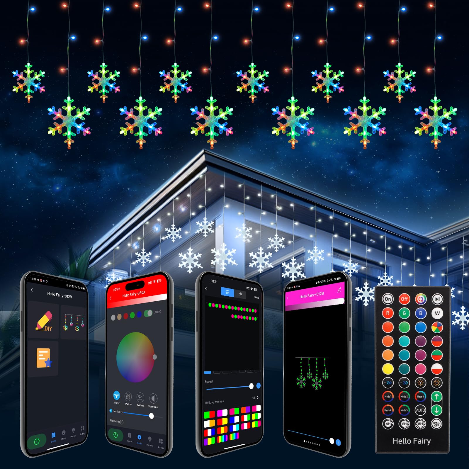 Photo 1 of ** sold as in no refund/return** see comments!
Smart Christmas Snowflake Icicle Lights, 11.5ft 156 LED 12 Drops Plug in, APP Remote Control 16 Million Colors, Curtain Lights Connectable with Timer & Music Sync for Xmas Decor Indoor Outdoor