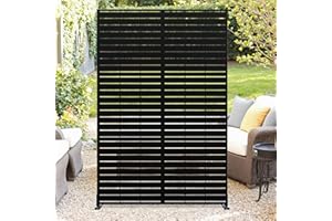 CUISINSMART Outdoor Metal Privacy Screen 72" H x 47" W, Freestanding Decorative Fence and Room/Garden Divider with Stand, Weather-Resistant Privacy Screens and Panels for Patio Lawn Garden Deck Balcony, 3-Panel