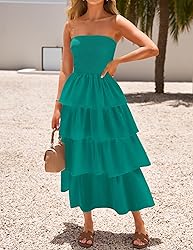 ZESICA Women‘s Summer Boho Strapless Maxi Dress