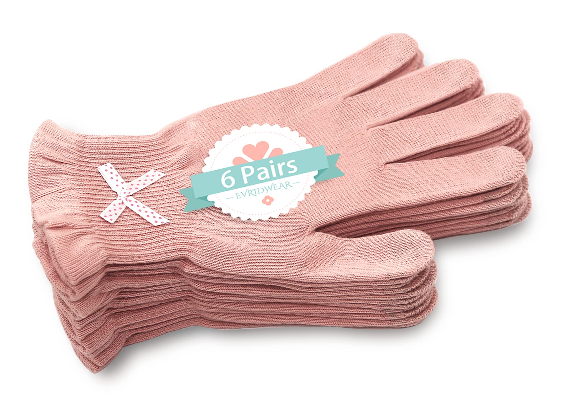 Photo 1 of Evridwear Moisturizing Gloves for Sleeping, Cotton Gloves with Touchscreen Fingers for Dry Hands, Eczema Gloves Overnight UV Protection Gloves for Women(6 Pair S/M, Feather Weight Pink Color)