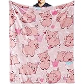 Pig Blanket Gifts, 40"x50" Flannel Fleece Throw Blanket Soft for Girls Boys Adults, Lightweight, Comfortable, Warm Cute Pig Themed Blanket for Bed Couch
