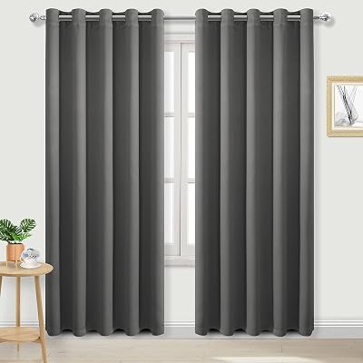 DWCN Blackout Curtains 66 x 90 Inches Thermal Insulated Eyelet 2 Panels Dark