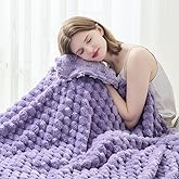 NEWCOSPLAY Super Soft Throw Blanket Lavender Premium Silky Flannel Fleece 3D Clouds Stylish Jacquard Lightweight Bed Blanket All Season Use 350GSM (Lavender, Throw(50"x60"))