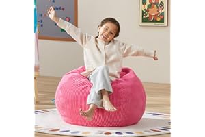 Hobestluk 2.5FT Bean Bag Chair Beanbags Small Bean Bag Chair with Filler Included Teardrop Bean Bag with Removable Cover for Bedroom Living Room (Small, Pink)