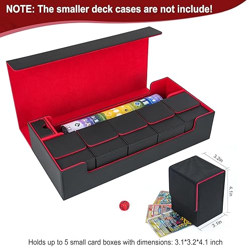 LEFORZ X-Large Premium Card Game Deck Storage Case Fits 5 Decks or 550+  Sleeved Cards with Lidded Dice Tray Compatible with MTG/TCG/Yugioh/Magic/Commander  (Black & Red) in Kenya | Whizz