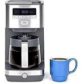 GE Drip Coffee Maker With Timer | 12-Cup Glass Carafe Coffee Pot With Adjustable Keep Warm Plate | Wide Shower Head for Maxim