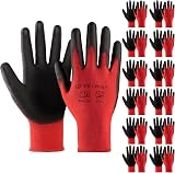 Velway 12 Pairs Safety Work Gloves Size S PU Coated Non-Slip Gardening
