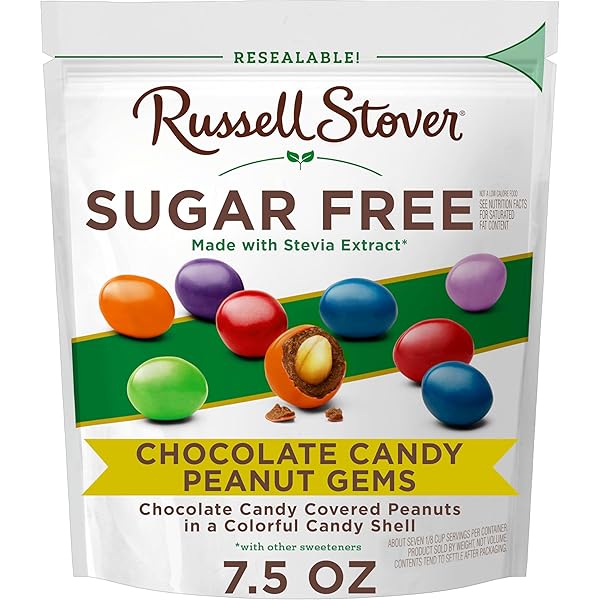 RUSSELL STOVER SUGAR FREE CHOCOLATE CANDY COATED PEANUT...