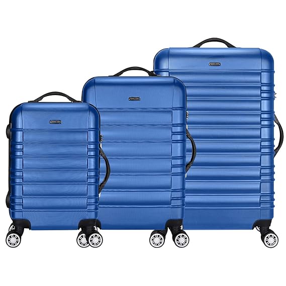 TRAVEL LORD Eco Serie Hartschalen Trolley Reisekoffer 54 | 64 | 74 cm, 32 | 72 | 88 Liter, 5 Farben (Dunkelblau, 3er Set)