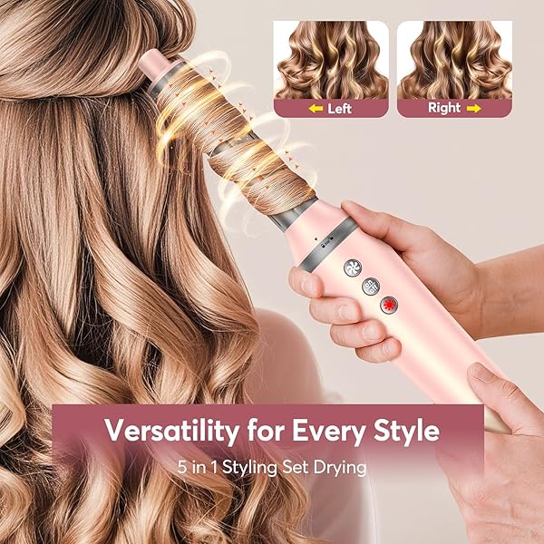 5 IN 1 HOT AIR STYLER WRAP WITH TRAVEL BAG- PROFESSIONAL HIGH-SPEED HAIR DRYER BRUSH WITH AUTO WRAP CURLERS, 300 MILLION IONS FRIZZ-FREE AND FAST DRYING FOR MULTIPLE STYLE, NO HEAT DAMAGE, GIFT IDEA