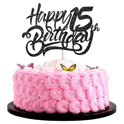 Artczlay Happy Birthday Cake Topper 15 Years Old Cake Topper 15th Birthday Party Cake Decoration Black Amazon Com Grocery Gourmet Food