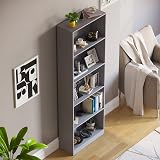 Vida Designs Cambridge 5 Tier Extra Large Bookcase Grey Wood Shelving view 6