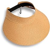 Fumwase Sun Visors for Women Foldable Straw Visor Beach Hat Uv Protection Wide Brim Adjustable Cooling Summer Cap for Travel