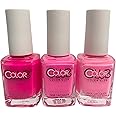 Color Club Pink Nail Lacquer Set of 3 - Long Lasting Quick Dry Polish Set - Nail Polish for Nail Art and Salon Style