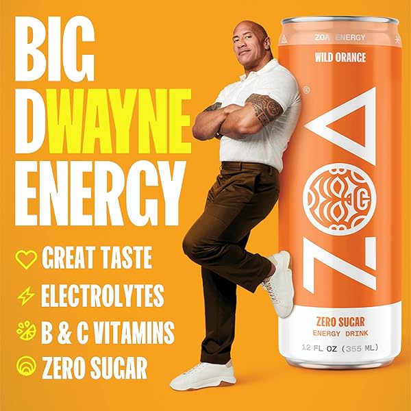ZOA ZERO SUGAR ENERGY DRINKS – WILD ORANGE | HEALTHY ENERGY FORMULA WITH NATURAL CAFFEINE, DAILY VITAMIN C, ESSENTIAL B-VITAMINS | GLUTEN-FREE, KETO FRIENDLY | 12 OUNCE CANS (PACK OF 12)