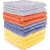 UUDYIGE Microfiber Cleaning Cloths 12" x 12": 10pcs Reusable lint-Free Rags | washcloths | Car Towels | Kitchen Towels | Dish Towels | For Glass, Mirrors, Windows, Busting And Detailing
